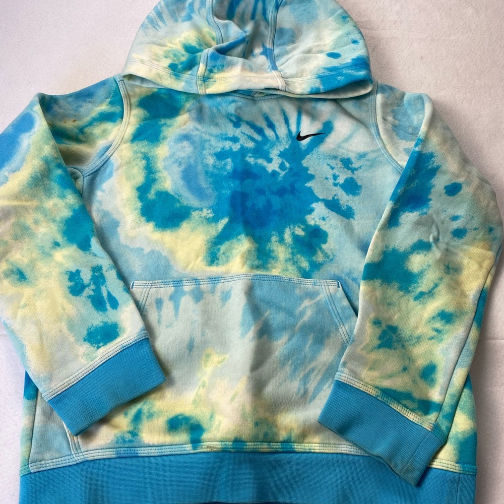 Nike Kids Tie-Dye Hoodie - Blue and Yellow Size 10/12